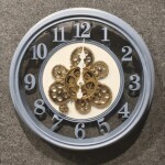 Modern Gear Wall Clock – Grey & Gold Design
