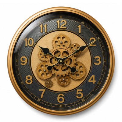 Luxury Gear Wall Clock – Gold & Black Modern Design