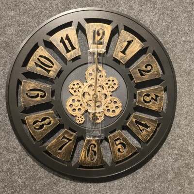 Vintage Gear Wall Clock – Antique Gold Industrial Frame (TY 117)