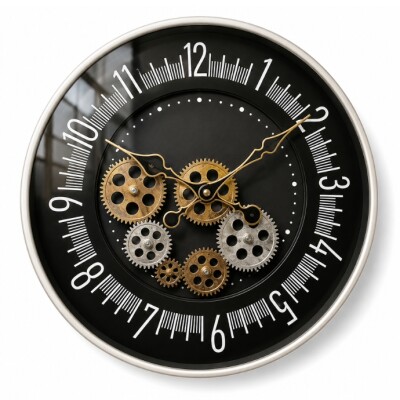 Modern Gear Wall Clock – Black Contemporary Design