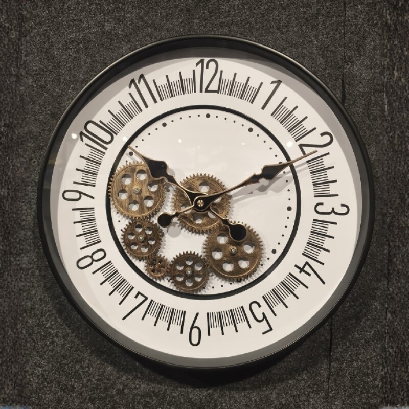 Modern Gear Wall Clock – White Minimal Design