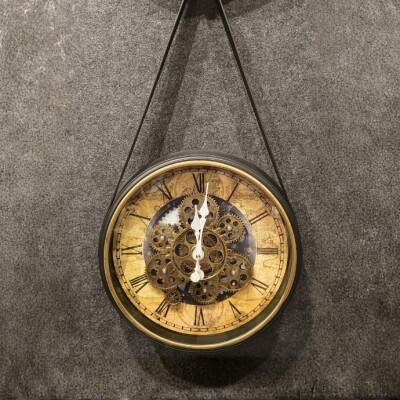 Vintage Hanging Roman Gear Wall Clock – Antique Design