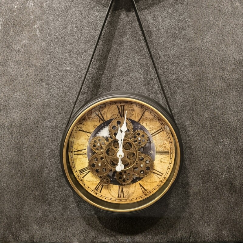 Vintage Hanging Roman Gear Wall Clock – Antique Design