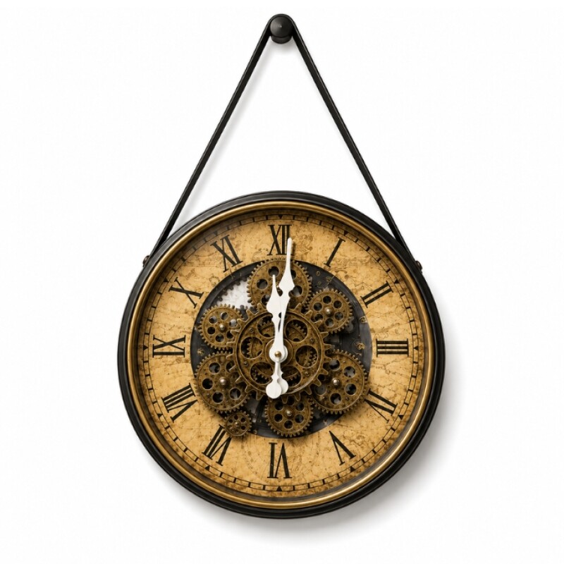 Vintage Hanging Roman Gear Wall Clock – Antique Design