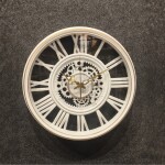Luxury Roman Gear Wall Clock – White Vintage Design