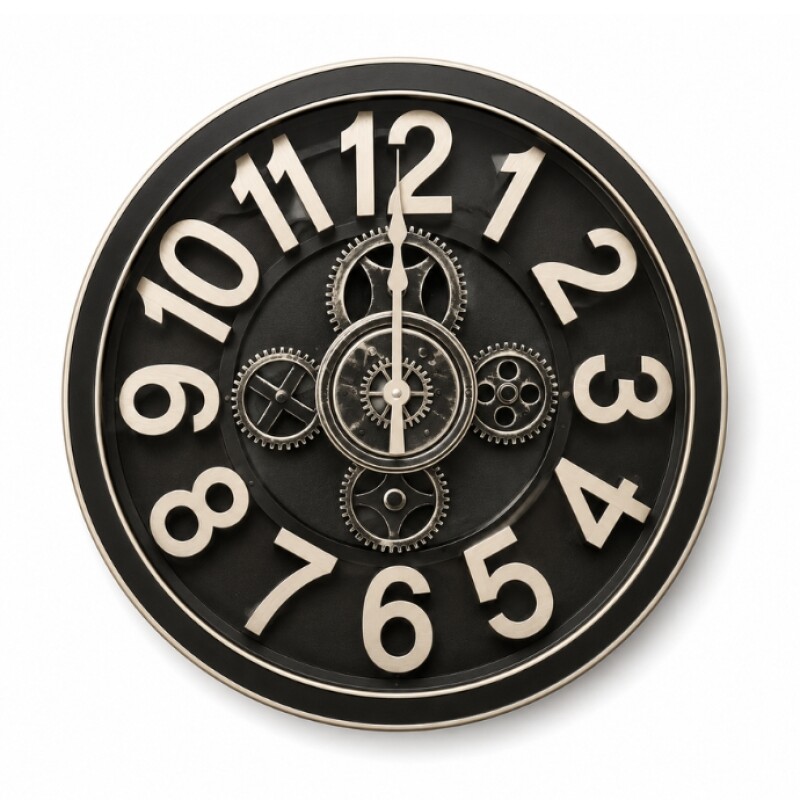 Modern Gear Wall Clock – Black Industrial Design
