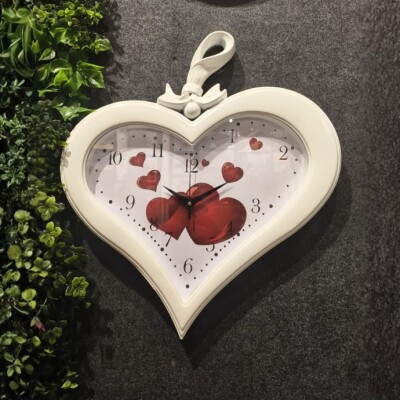 Heart Shape Wall Clock – Romantic White Design