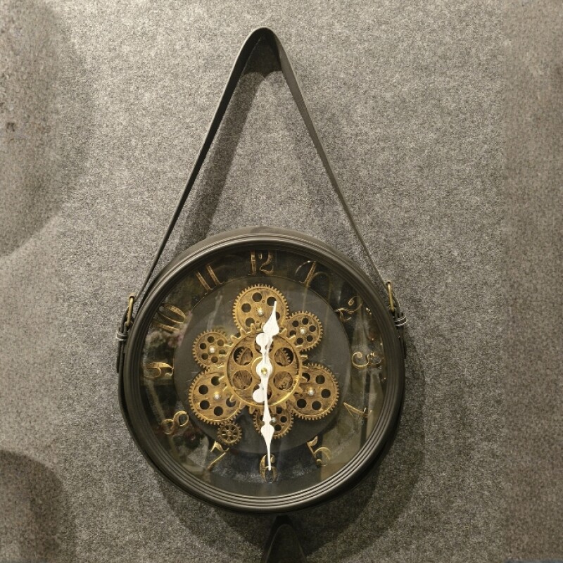 Vintage Hanging Gear Wall Clock – Glass Frame Design (P681 - 2)