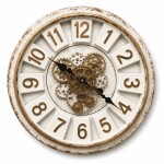 Vintage Gear Wall Clock – Rustic White & Gold Design
