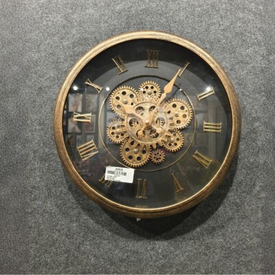 Vintage Roman Gear Wall Clock – Antique Bronze Design