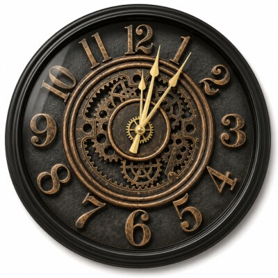 Vintage Gear Wall Clock – Black Antique Design