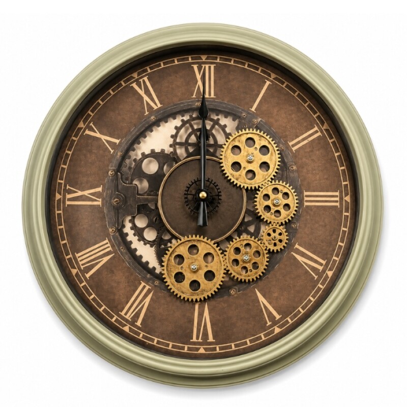 Classic Roman Gear Wall Clock – Vintage Industrial Style