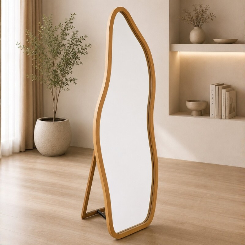 Organic Teak Wood Full Length Standing Mirror