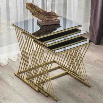 BH Engineered Gold Wire Nesting Table Set
