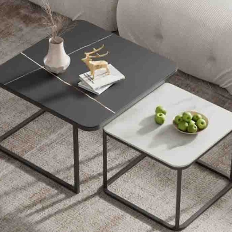BH Engineered Black & White Square Nesting Table