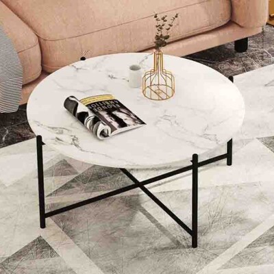 BH Engineered Black Cross Leg Coffee Table