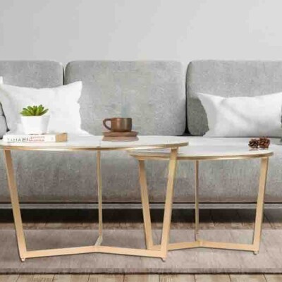 BH Engineered Elegant Metal Nesting Tables