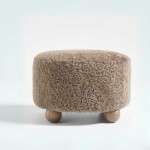 Round Fibre Ottoman with Wooden Legs