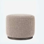 Round Textured Ottoman with Dark Base