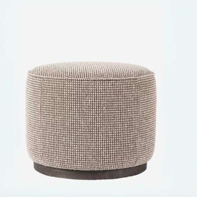 Round Textured Ottoman with Dark Base
