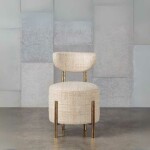 Modern Upholstered Ottoman with Gold Metal Legs