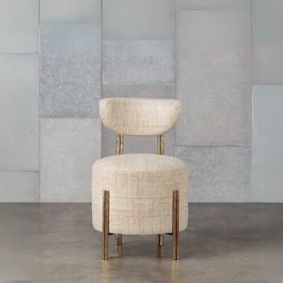 Modern Upholstered Ottoman with Gold Metal Legs