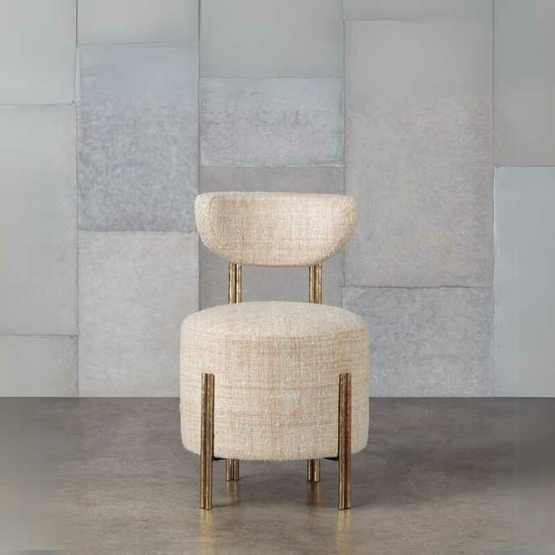 Modern Upholstered Ottoman with Gold Metal Legs