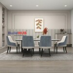 BH Engineered Classy White 6 Seater Dining Table
