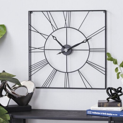 Black Square Wall Clock HT