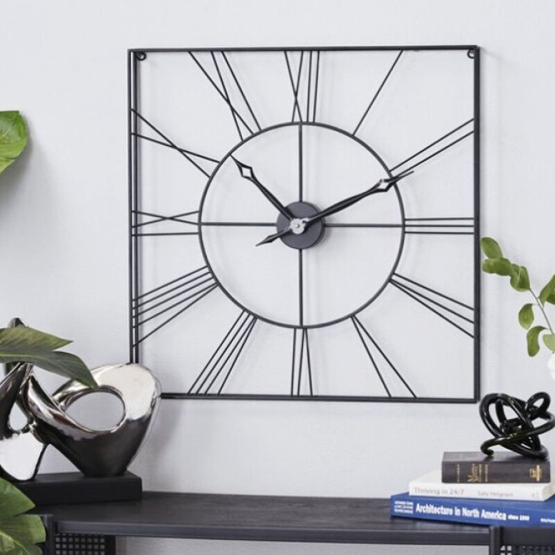 Black Square Wall Clock HT