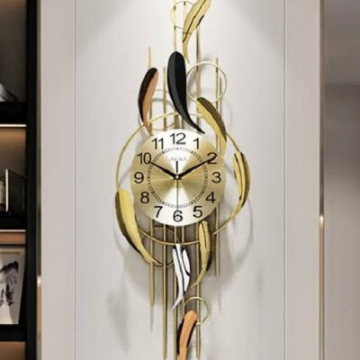 Stylish Black & Gold Metal Wall Clock HT
