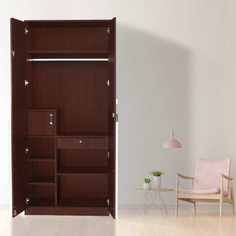 Engineering Wood 2 Door Wardrobe in Mahagony