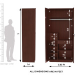 Engineering Wood 2 Door Wardrobe in Mahagony