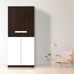 Engineering Wood 2 Door Wardrobe in Brown Teak & White