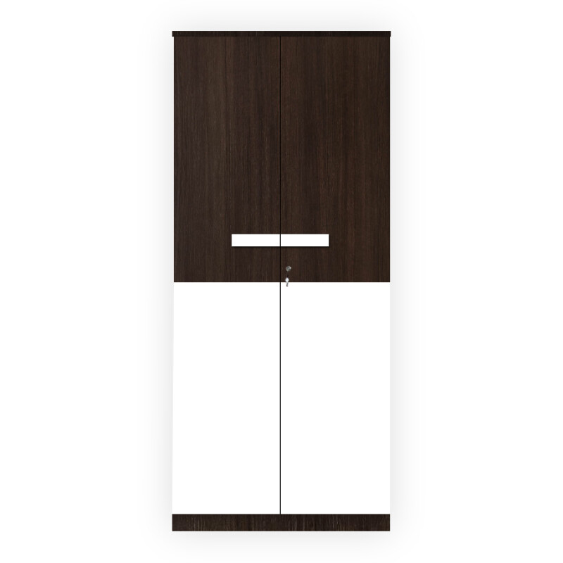 Engineering Wood 2 Door Wardrobe in Brown Teak & White