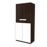 Engineering Wood 2 Door Wardrobe in Brown Teak & White