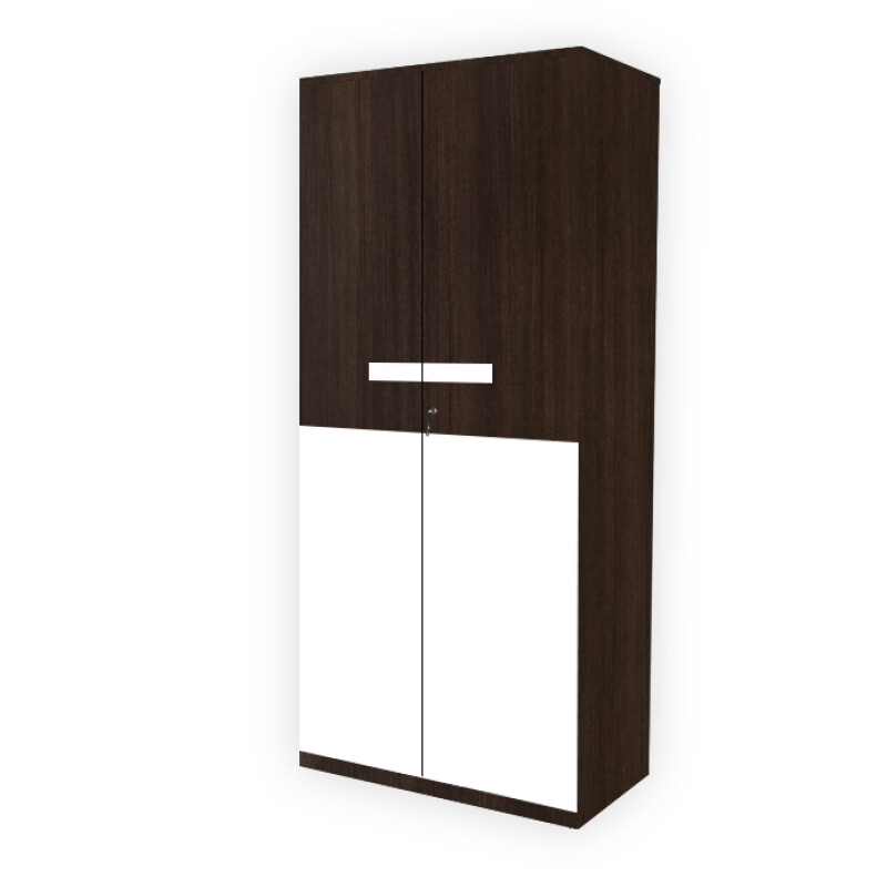 Engineering Wood 2 Door Wardrobe in Brown Teak & White