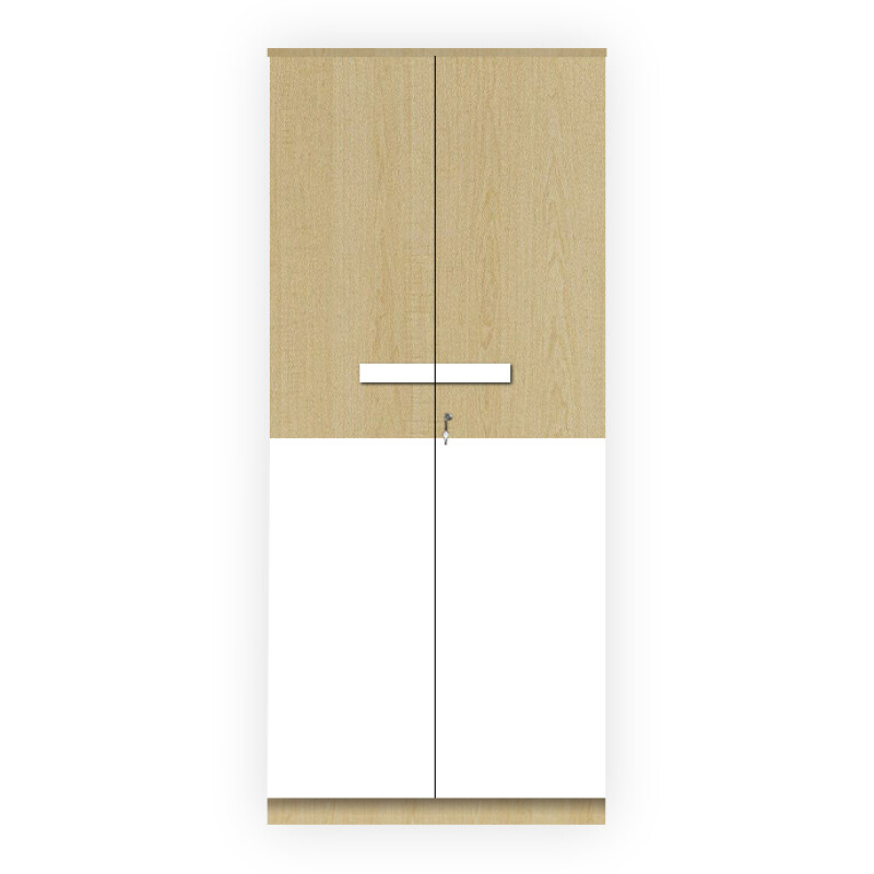 Engineering Wood 2 Door Wardrobe in Alberta Maple & White