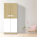 Engineering Wood 2 Door Wardrobe in Alberta Maple & White