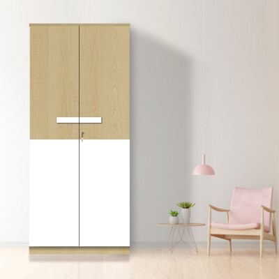 Engineering Wood 2 Door Wardrobe in Alberta Maple & White