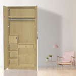 Engineering Wood 2 Door Wardrobe in Alberta Maple & White