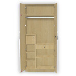 Engineering Wood 2 Door Wardrobe in Alberta Maple & White