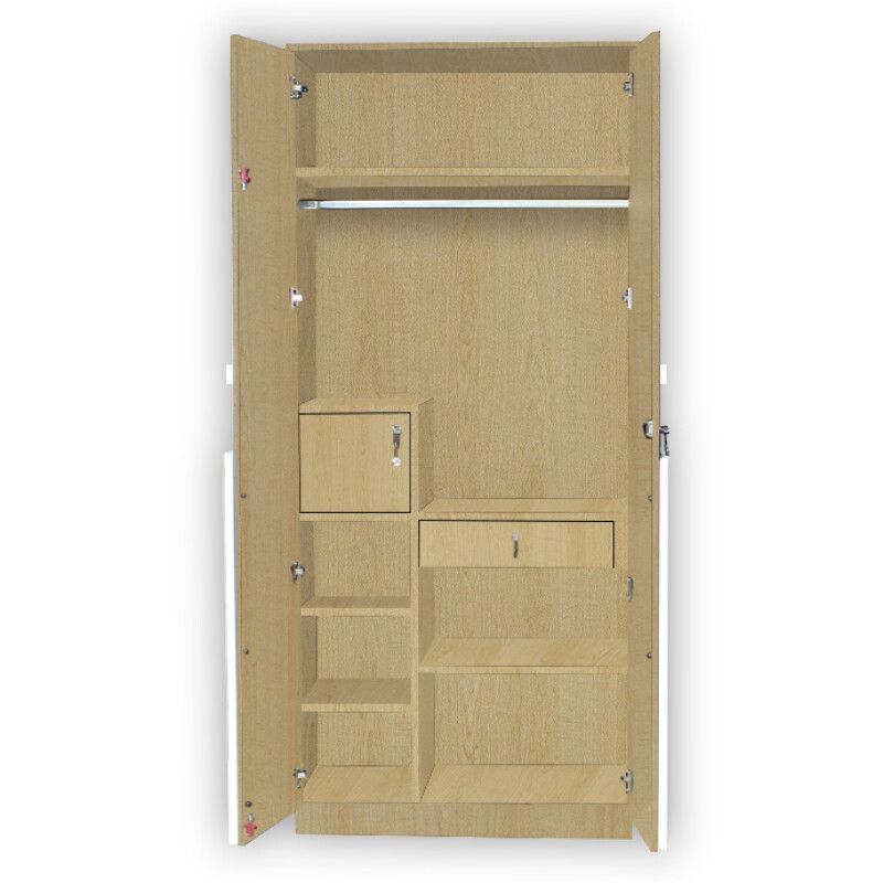 Engineering Wood 2 Door Wardrobe in Alberta Maple & White
