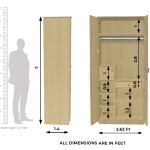 Engineering Wood 2 Door Wardrobe in Alberta Maple & White