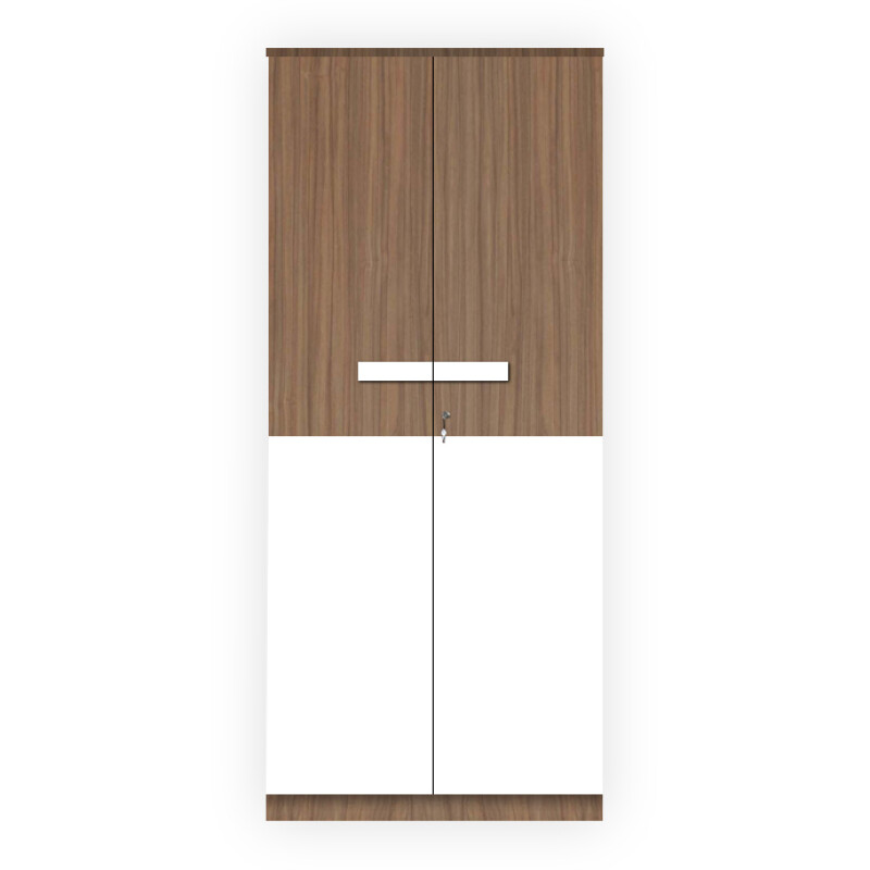 Engineering Wood 2 Door Wardrobe in Lorraine Walnut & White