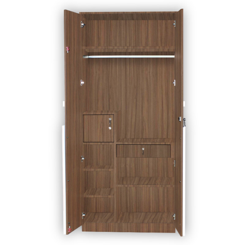 Engineering Wood 2 Door Wardrobe in Lorraine Walnut & White