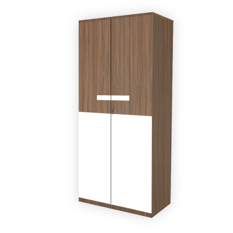 Engineering Wood 2 Door Wardrobe in Lorraine Walnut & White