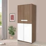 Engineering Wood 2 Door Wardrobe in Lorraine Walnut & White