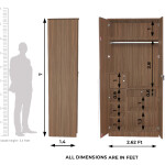 Engineering Wood 2 Door Wardrobe in Lorraine Walnut & White