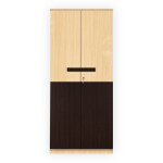 Engineering Wood 2 Door Wardrobe in Ice Beech & Choco Walnut